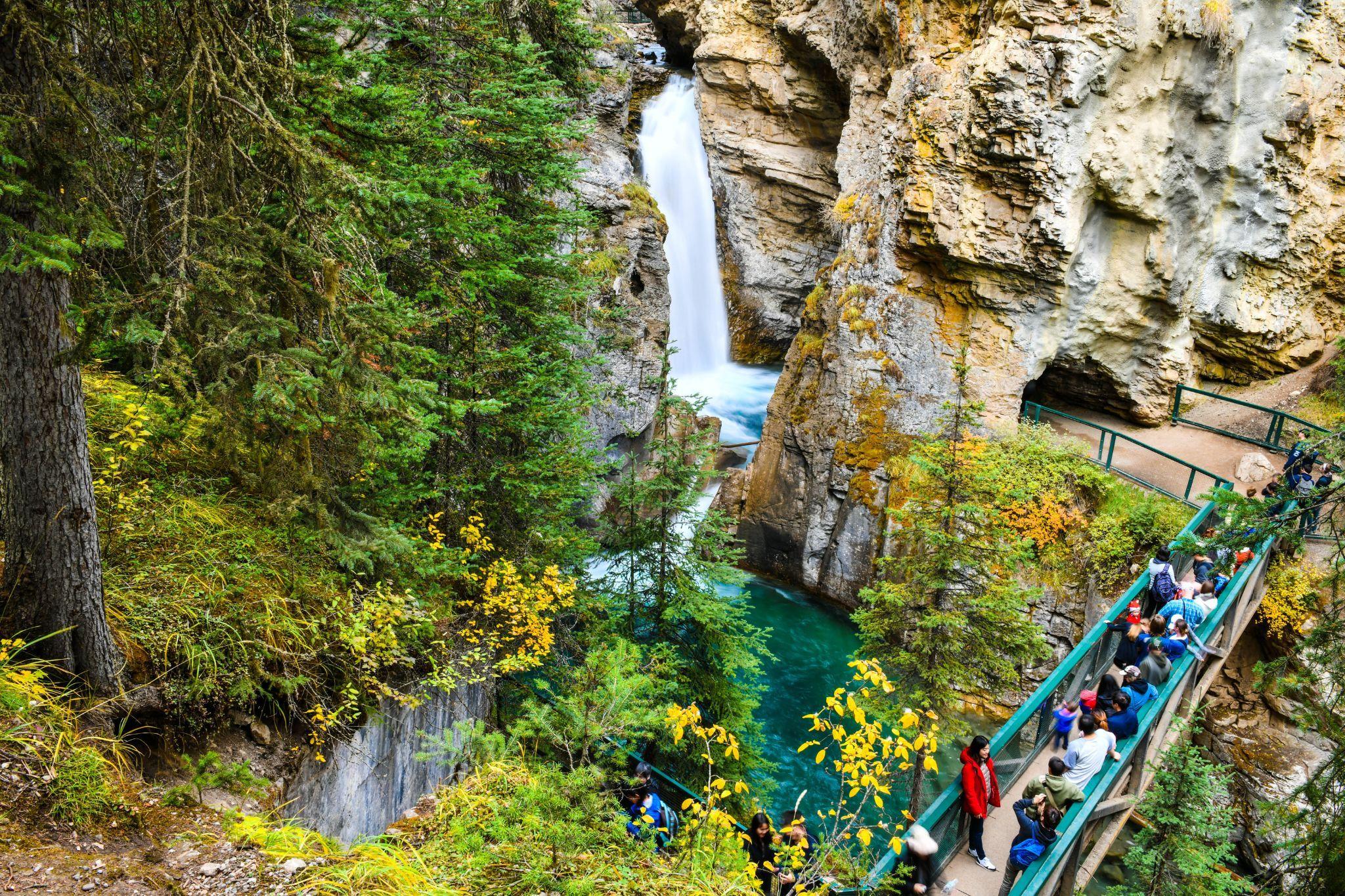 Johnston Canyon waterfall and scenic walking trail